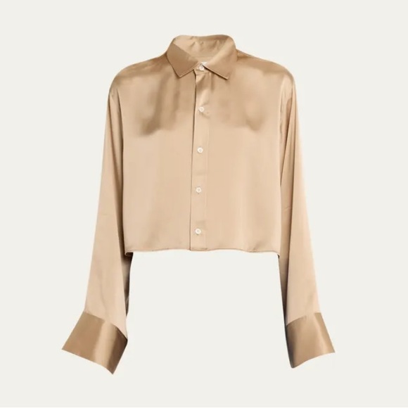 FRAME Cropped Silk Wide-Sleeve Shirt M NWT - Picture 1 of 8